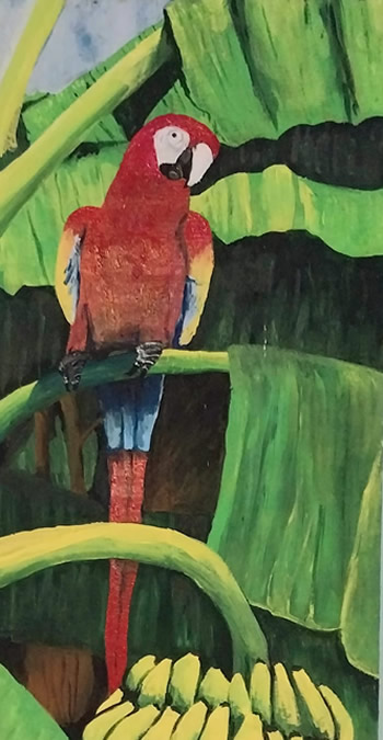 Parrot Painting on Wood - Island Art |  Island Art Bocas